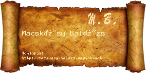 Macskásy Balázs névjegykártya